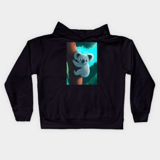 A koala hanging from a tree Kids Hoodie